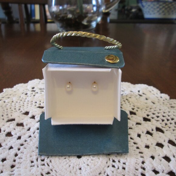 Revers. 10Kt Gold Ball & Fresh Water Pearl 2-in-1 Earrings NWT - Picture 7 of 7